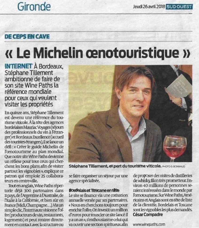 Article Sud Ouest - Wine Paths